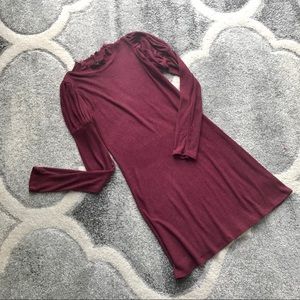 Knit Ribbed Sweater Dress Mock Neck Bodycon